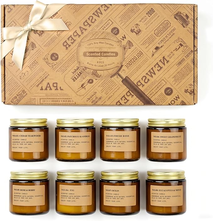 Scented Candles for Home, 8 Pack Soy Wax Candle Set