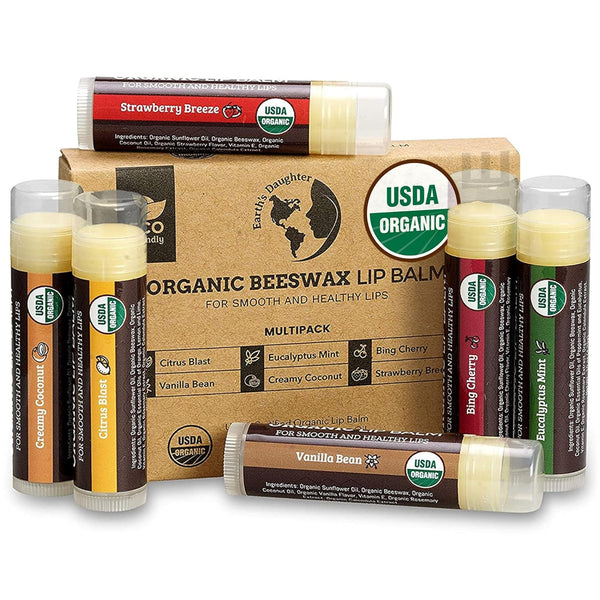 Earth's Daughter Organic Lip Balm - Moisturizing, 6-Pack